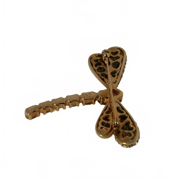☃️ 2/$18 GAP Delightful Gold-Tone and Rhinestone Dragonfly Brooch/Pin - Picture 3 of 5